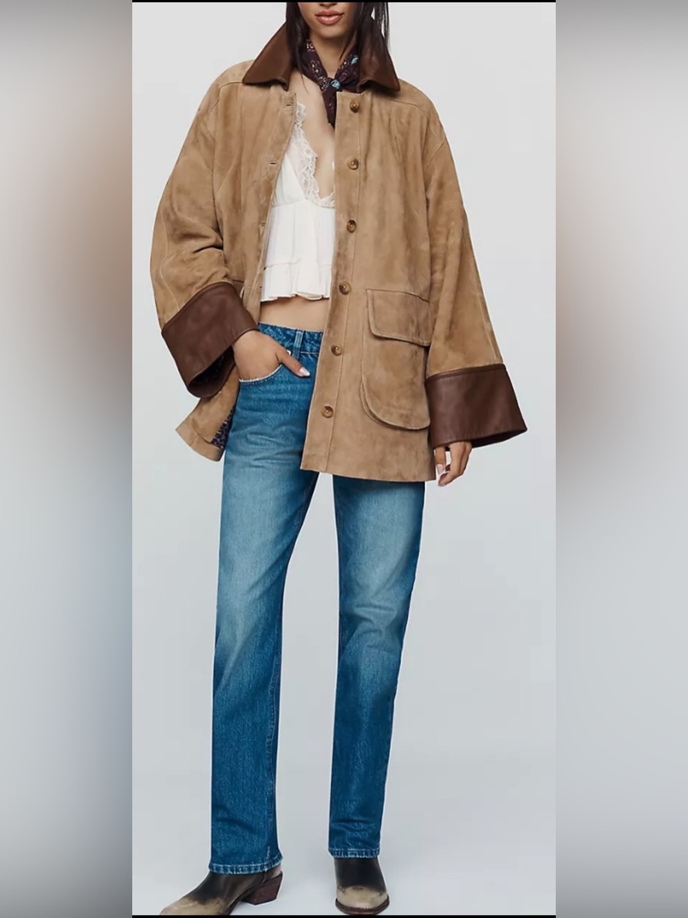 Pilcro Adelaide Suede Barn Jacket Two-Tone Suede Jacket. Price firm. Runs Big